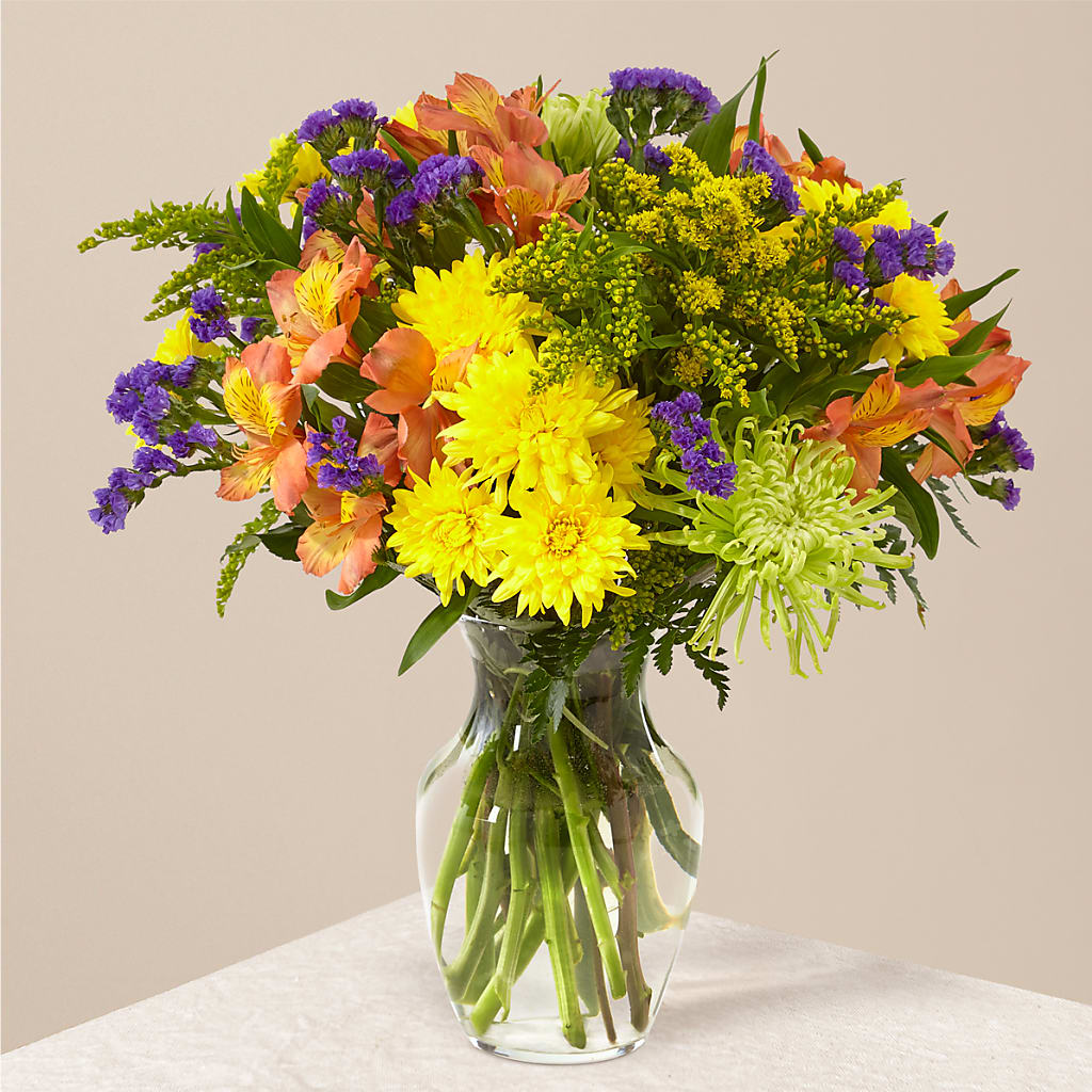 A.T.Rブーケ Marmalade Skies Bouquet – green, orange, purple, yellow flower