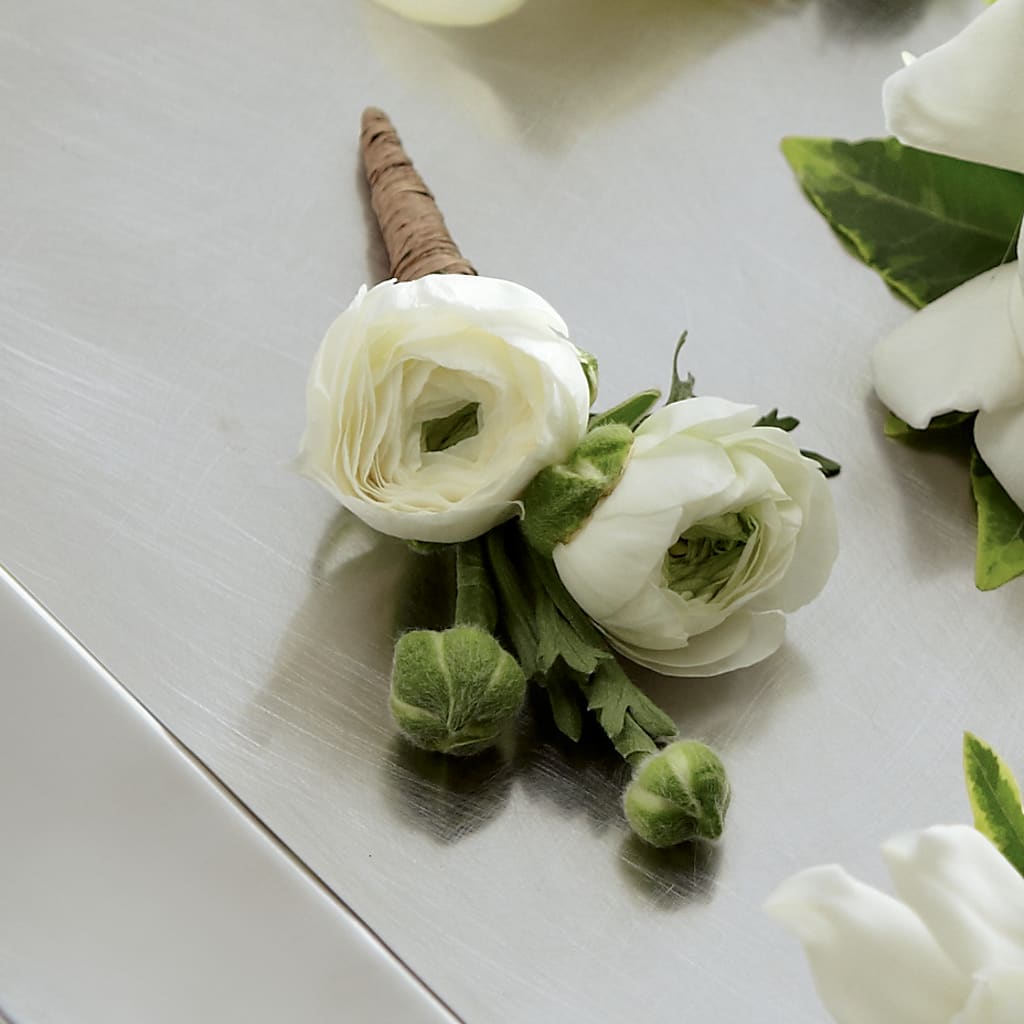 White Ranunculus Boutonniere – The Pink Petal, Pierre SD