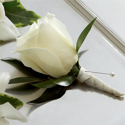 White Rose Boutonniere –  The Pink Petal, Pierre SD